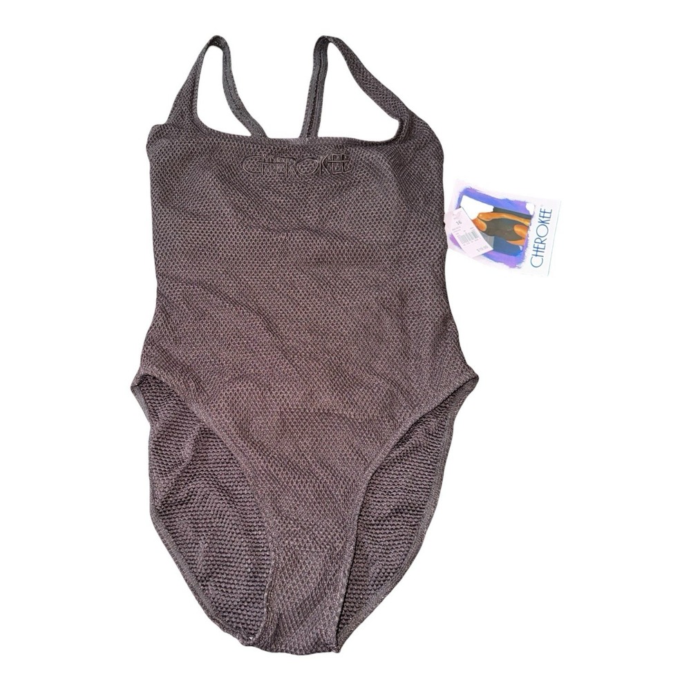 Vintage Cherokee One Piece Swimsuit Womens 16 Brown Textured Mesh NWT Beach Lake